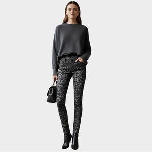 NWT- Good American Sage Good Waist Crop Skinny Jeans Sage Leopard